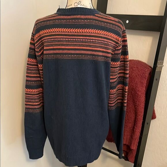 Patagonia Lambswool Blend Blue Orange Design Pullover Sweater Modern Gorpcore - Picture 7 of 11